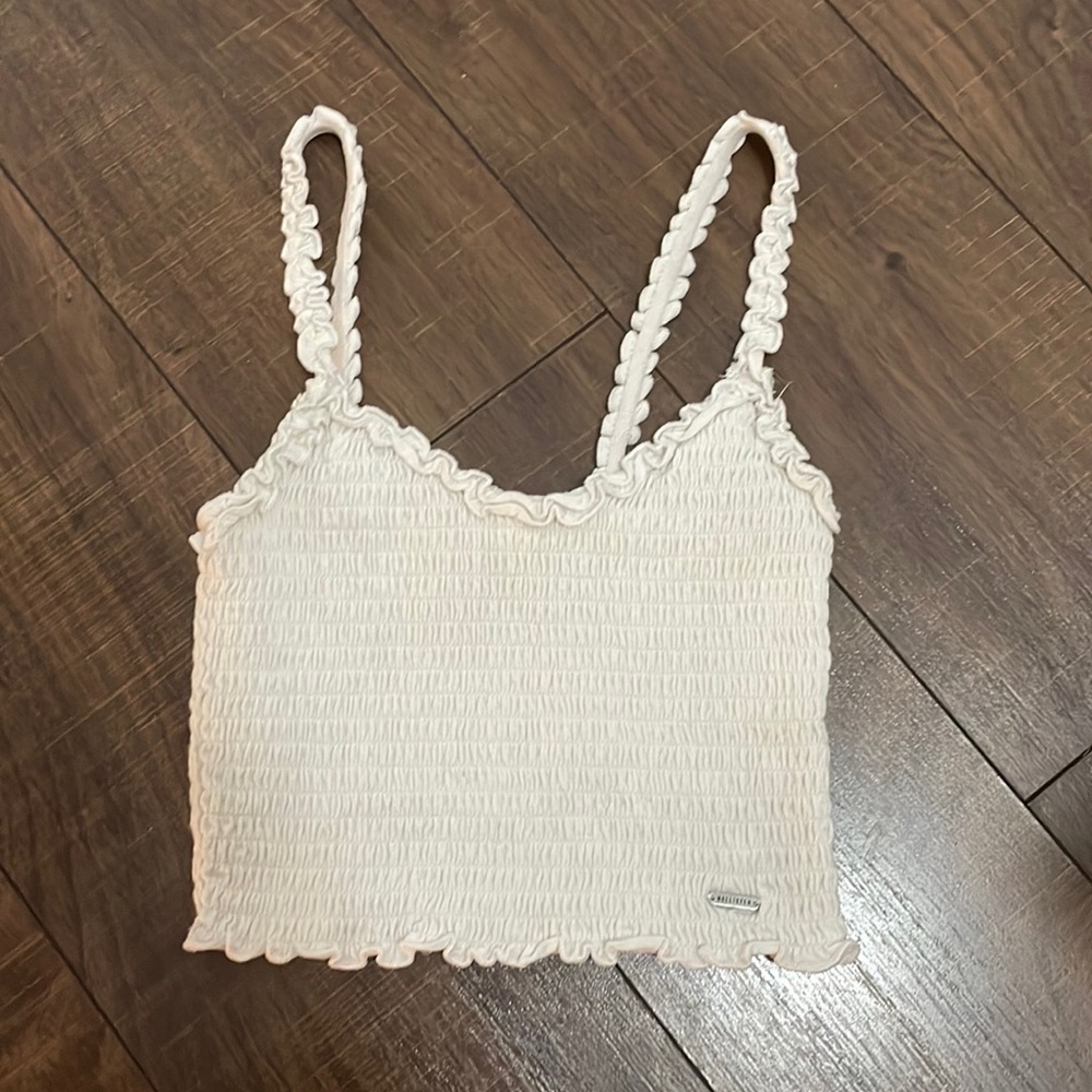 White Ribbed Hollister Tank-top